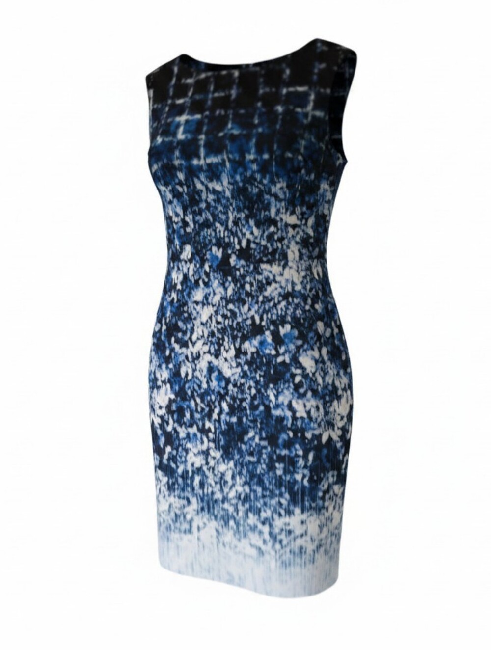 White House Black Market Navy and White Ombre Sheath Midi Dress